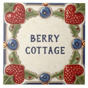 Carreau Nom de la maison personnalisée à la fraise Plaque