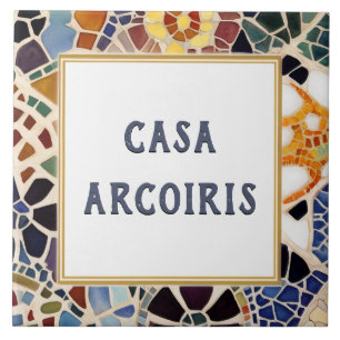 Carreau Nom de la maison personnalisée Signer Coloré Mosaï