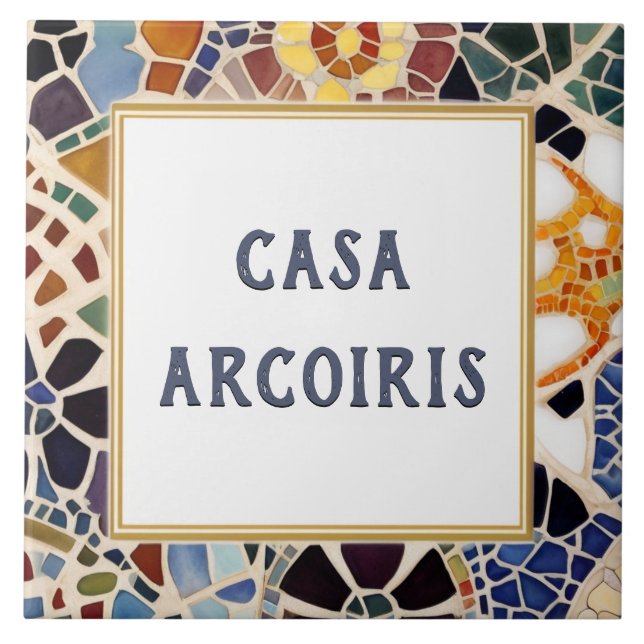 Carreau Nom de la maison personnalisée Signer Coloré Mosaï (Devant)