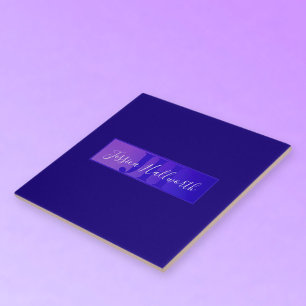 Carreau Nom de script élégant moderne & Monogram Ombre Pur