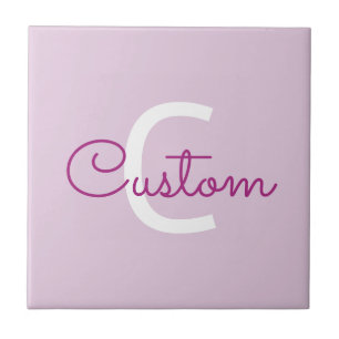 Carreau Nom de script & monogramme Magenta & Violet clai