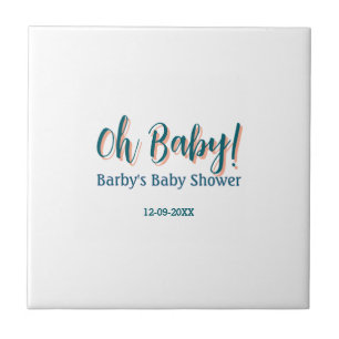 Carreau Nom de shower bébé simple bleu gras oh bébé