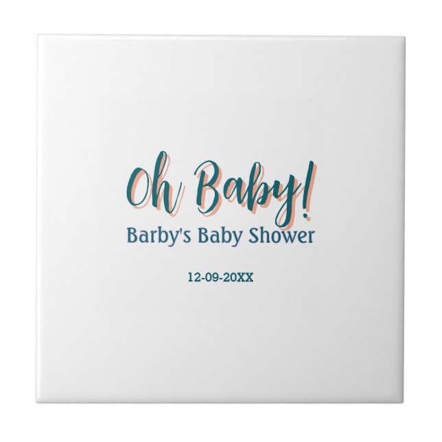 Carreau Nom de shower bébé simple bleu gras oh bébé  (Devant)