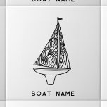Carreau Nom du bateau à voile<br><div class="desc">Ajoutez votre propre nom de bateau à cette conception de voilier moderne. Parfait pour un bateau, un lac ou une maison de plage ou pour tous ceux qui aiment la voile.</div>