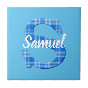 Carreau Nom du garçon Lettre Plaid personnalisée S