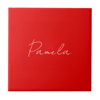 Carreau Nom élégant Minimaliste classique rouge chaud
