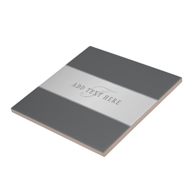 Carreau Nom élégant & Monogramme Lettrage (ou autre texte) (Côté)