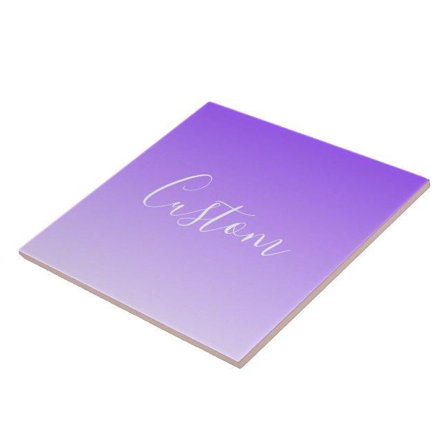 Carreau Nom en écriture cursive & ombre légère violette mo (Côté)