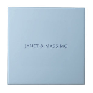 Carreau Nom minimaliste personnalisé bleu pastel personnal