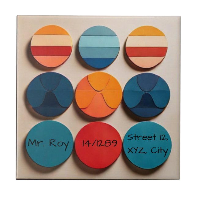 Carreau Nom personnalisé Motif géométrique moderne du mili (Devant)