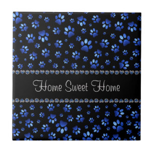 Carreau Nom personnalisé, pattes de chien de parties scint