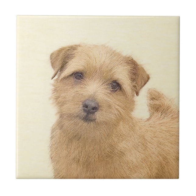 Carreau Norfolk Terrier Peinture - Art Chien original (Devant)
