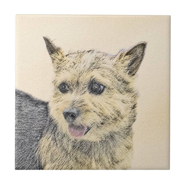 Carreau Norwich Terrier Peinture - Cute Original Chien Art (Devant)