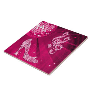 Carreau Note de musique rose chaud brillant et talon aigui