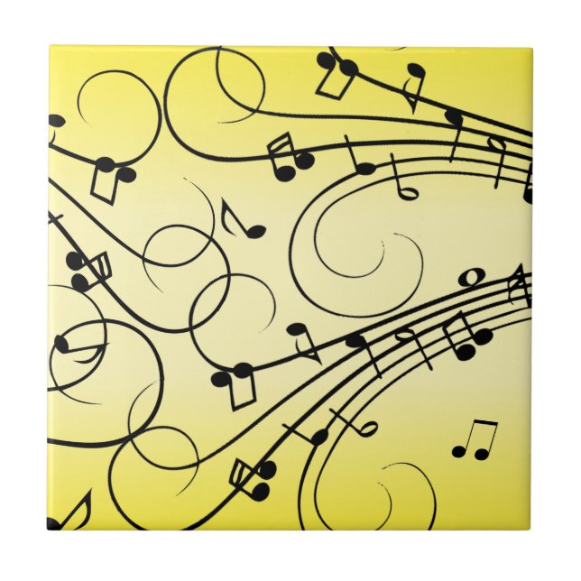 Carreau Notes de musique fantaisie jaune (Devant)