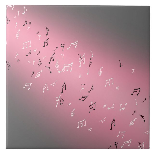 Carreau Notes musicales roses au clair de lune (Devant)