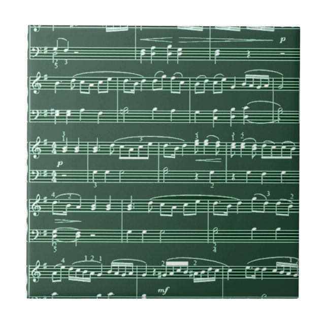 Carreau Notes musicales vert (Devant)