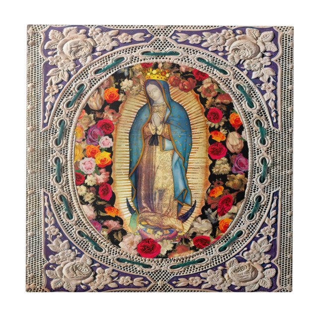Carreau Notre-Dame de Guadalupe Vierge Marie Dentelle cath (Devant)