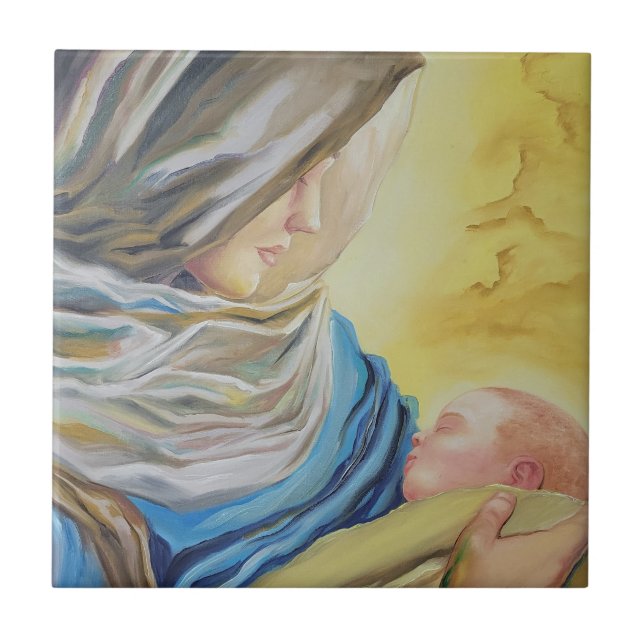 Carreau Notre Dame du Silence tenant le bébé Jésus (Devant)