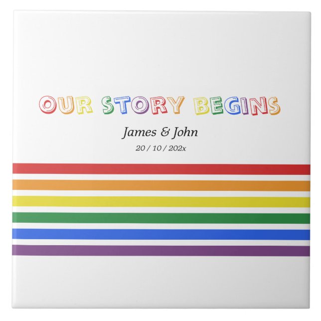 Carreau Notre histoire commence Drapeau LGBTQ arc-en-ciel  (Devant)