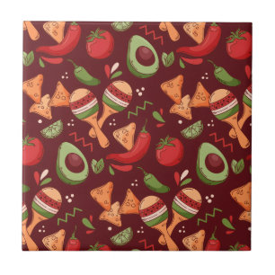 Carreau Nourriture Mexicaine Rouge Et Verte