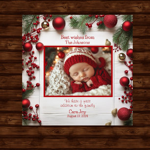 Carreau Nouveau bébé photo Faire-part Noël