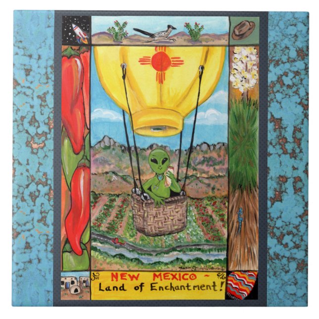 Carreau Nouveau-Mexique Souvenir Alien Balloon Zia Tile Tr (Devant)