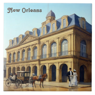 Carreau Nouvelle-Orléans Cabildo espagnol Louisiane Vintag