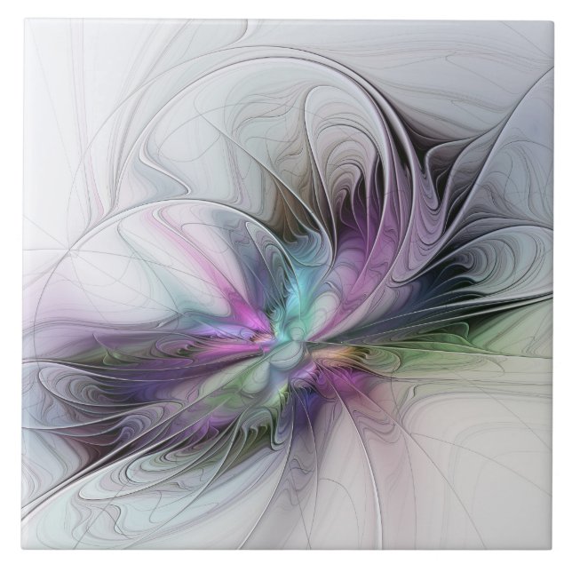 Carreau Nouvelle vie, Colorful Abstrait Fractal Art Imagin (Devant)