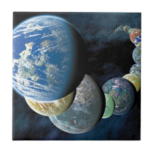 Carreau Nouvelles Étranges Mondes Montage de Planète Alien