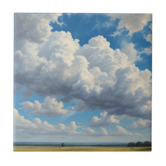 Carreau Nuages blancs et ciel bleu clair