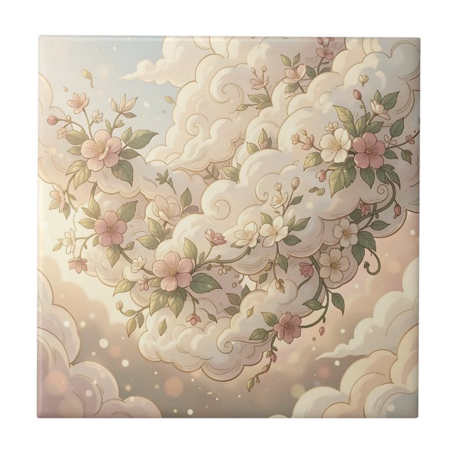 Carreau Nuages Floraux Rêveurs Fleur de Cerisier  (Devant)