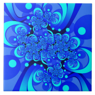Carreau Nuances de bleu moderne art fractal Abstrait