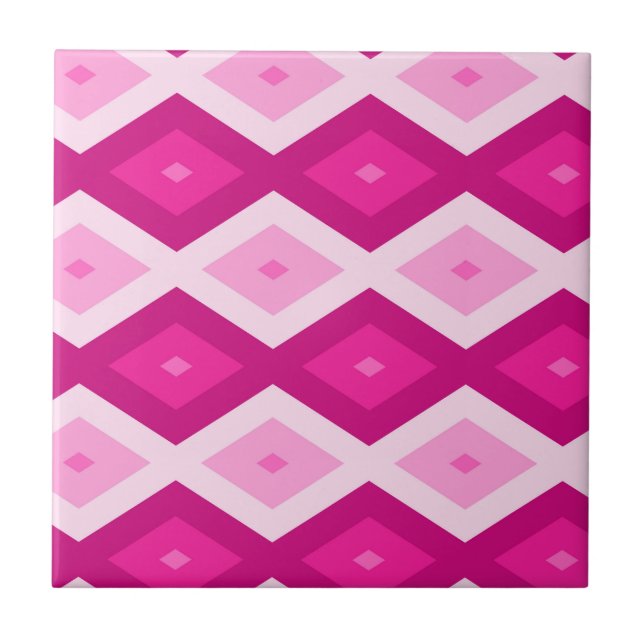 Carreau Nuances de motif de diamant fuchsia (Devant)