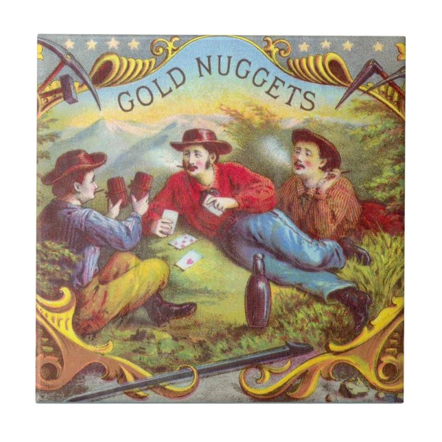 Carreau Nuggets d'or Antique Étiquette Cigar (Devant)