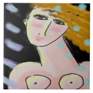 Carreau Nuit 2 Portrait numérique Abstrait d'une femme