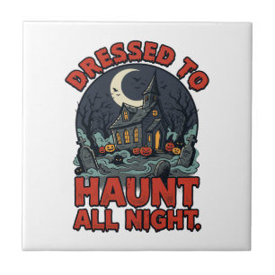 Carreau Nuit de costume de cimetière ensorcelé d'Halloween