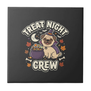 Carreau Nuit de friandises de pug Halloween