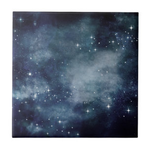 Carreau Nuit étoilée ciel bleu étoiles amoureux univers