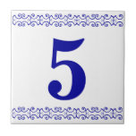 Carreau numérique victorien<br><div class="desc">Carrelage numérique victorien - Bleu sur blanc avec bordure d'imprimante</div>