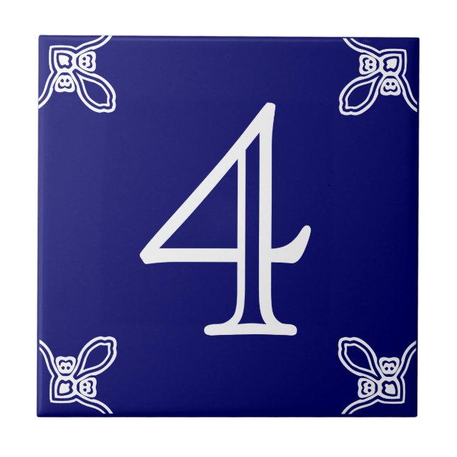 Carreau Numéro de la maison - Espagnol Blanc sur Bleu (Devant)