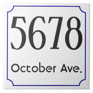 Carreau Numéro de maison avec la rue - cadre bleu