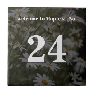 Carreau Numéro de maison / d'appartement floral personnali