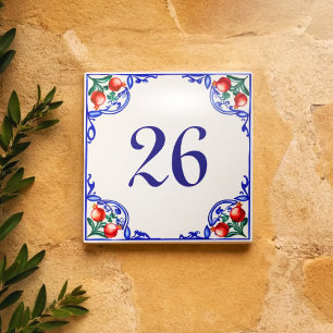 Carreau Numéro de maison méditerranéen personnalisé – Melo