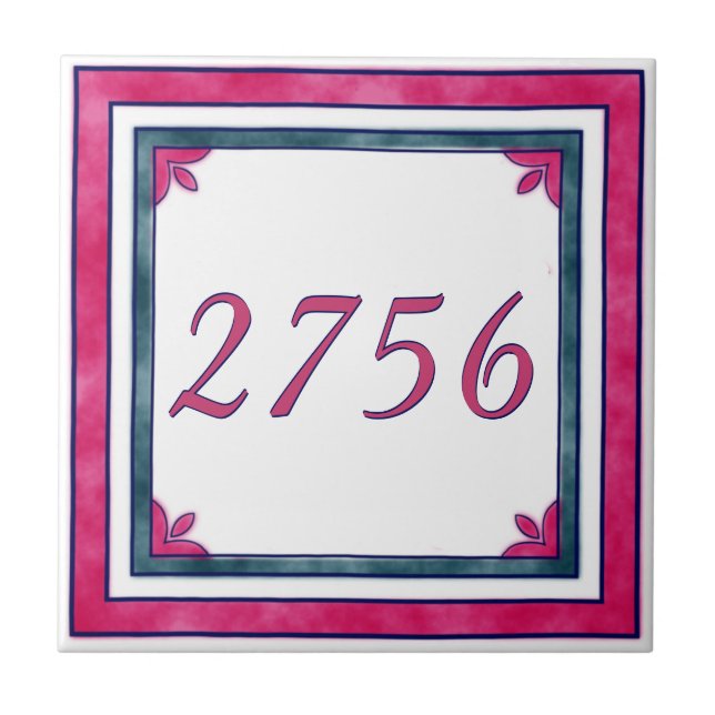 Carreau Numéro de maison rouge et vert (Devant)