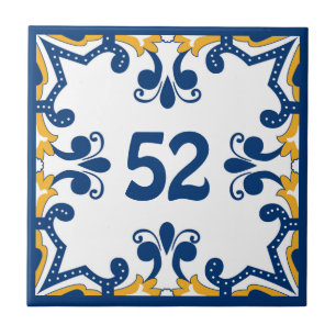 Carreau Numéro personnalisé bleu et jaune Azulejos Ceramic