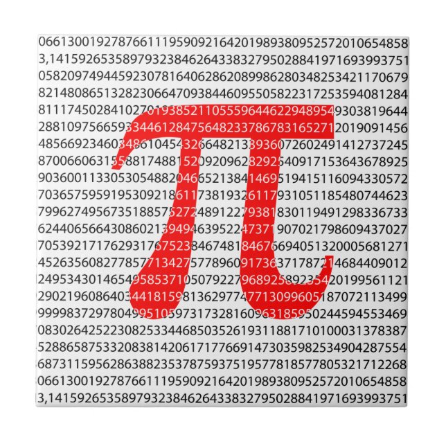 Carreau Numéro rouge d'origine pi jour symbole mathématiqu (Devant)