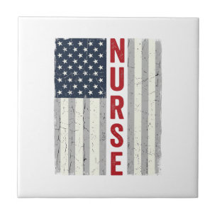 Carreau Nurse Drapeau Américain Vintage Gravure Design de