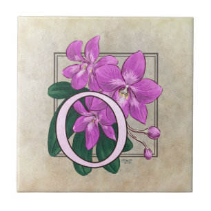 Carreau O pour orchidées Floral Monogramme