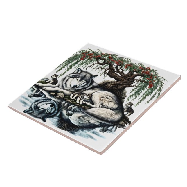 Carreau Oasis de la famille des loups sereins dans la natu (Côté)